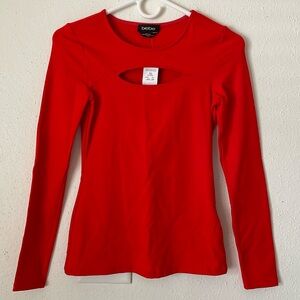 Bebe Red Front Keyhole Top
